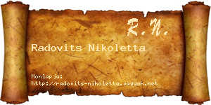 Radovits Nikoletta névjegykártya